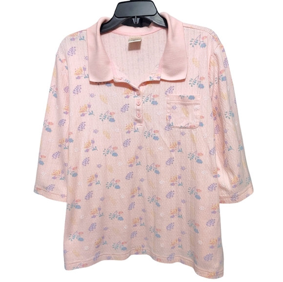 Blair Vintage Blush Pastel Pink Floral 3/4 Sleeve Top Women's Size 2X - Picture 7 of 7